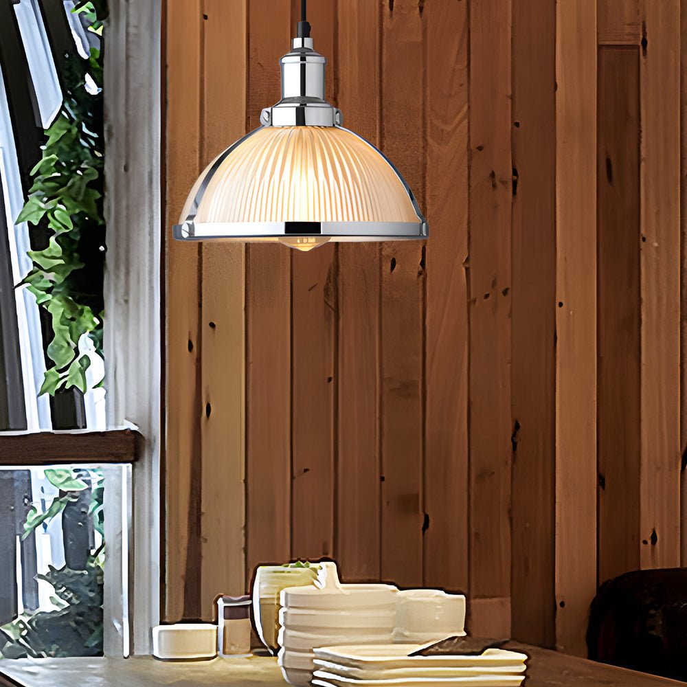 Striped Glass Pendant Light with Tungsten Filament 40W