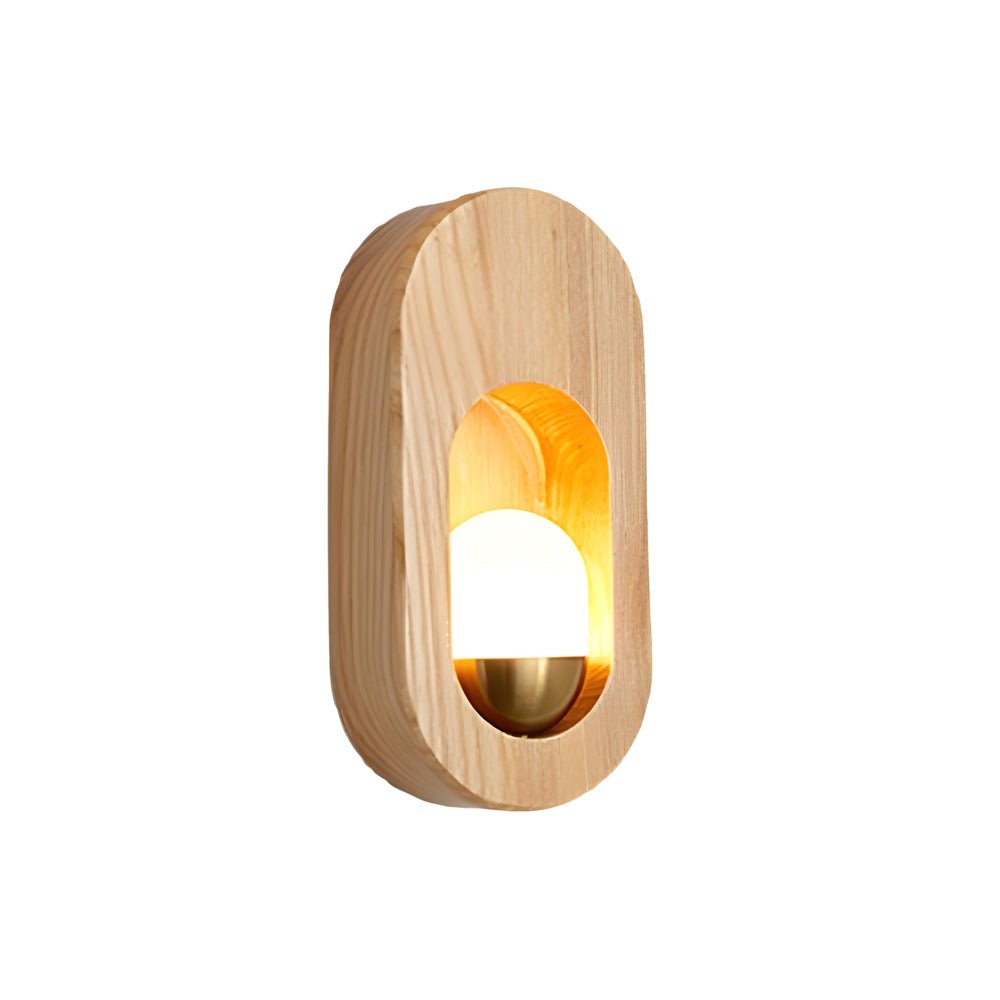 Modern Wood Oval Wall Sconce - Walnut Finish with LED Light