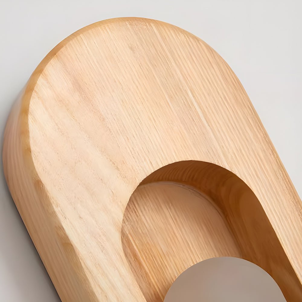 Modern Wood Oval Wall Sconce - Walnut Finish with LED Light