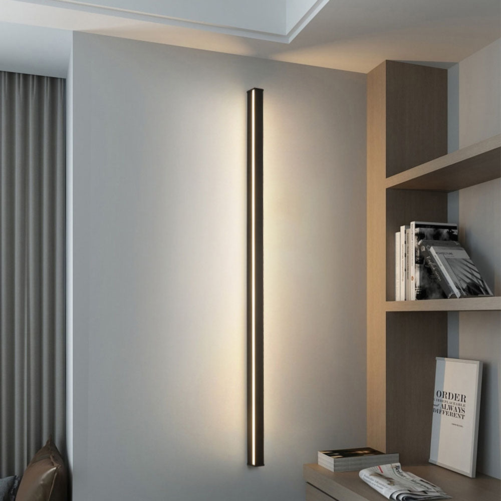 Linear LED Outdoor Wall Light Dimmable Black Aluminum Minimalist