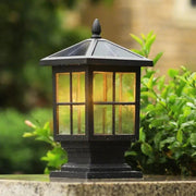 Square Outdoor Solar Pillar Light with Dual Power Option