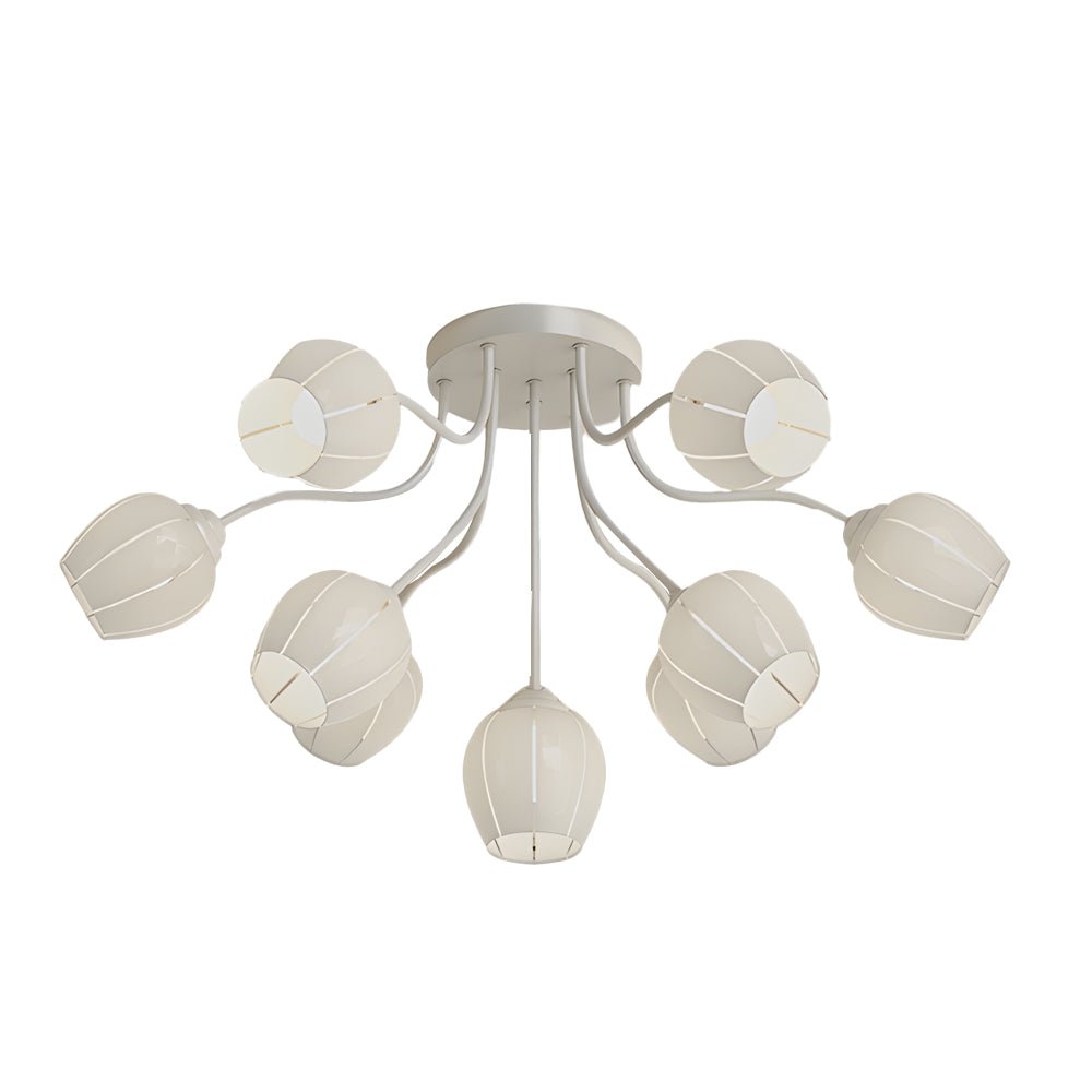 10-Light Floral Glass Chandelier with 3-Step Dimming