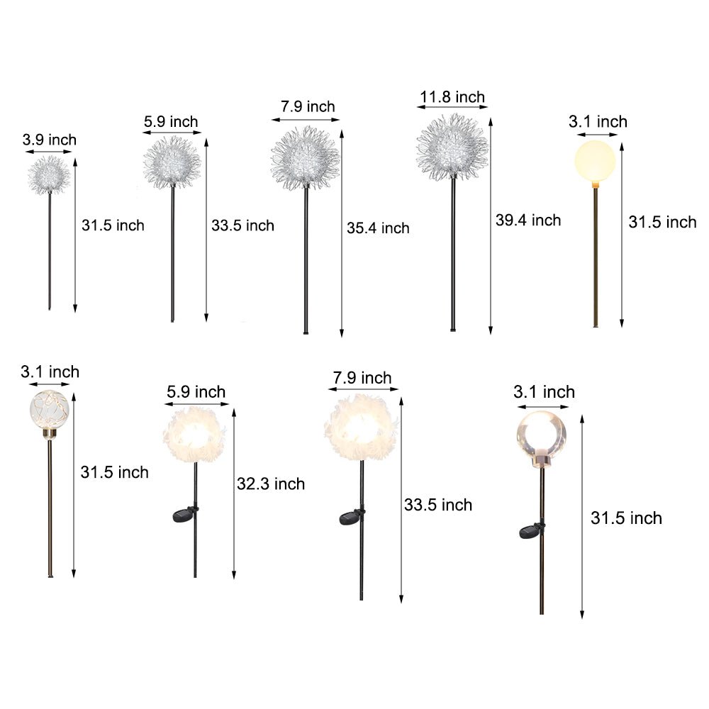 10-Piece Solar Dandelion LED Pathway Lights Outdoor Garden Set