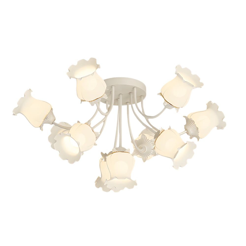 Modern Floral Ceiling Light 3-Step Dimming 10 Glass Flowers