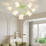 Modern Floral Ceiling Light 3-Step Dimming 10 Glass Flowers