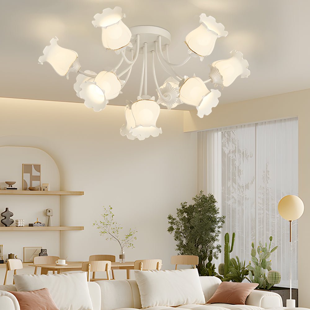 Modern Floral Ceiling Light 3-Step Dimming 10 Glass Flowers