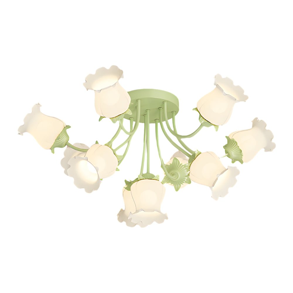 Modern Floral Ceiling Light 3-Step Dimming 10 Glass Flowers
