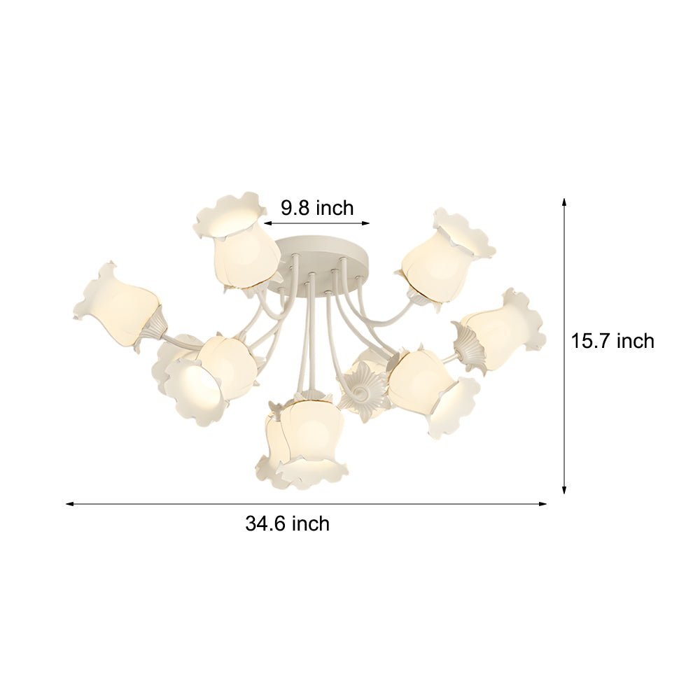 Modern Floral Ceiling Light 3-Step Dimming 10 Glass Flowers