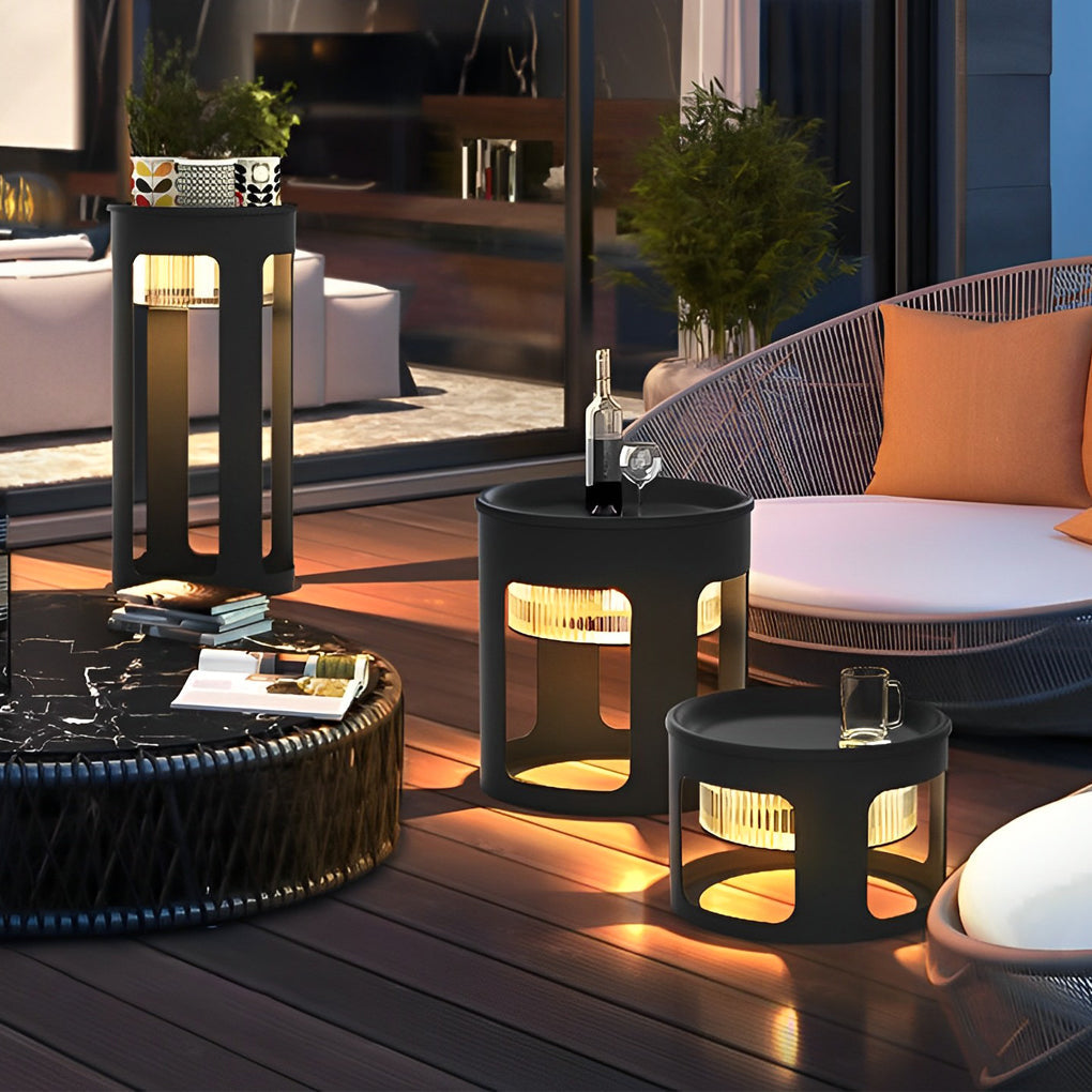 Solar-Powered LED Outdoor Table Lamp with Under-Table Glow