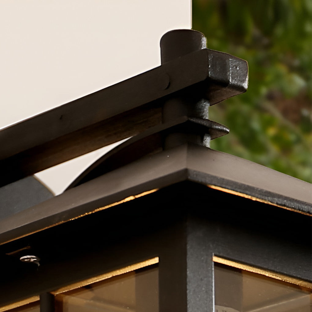 Antique Lantern Glass Waterproof Outdoor Wall Sconce Black