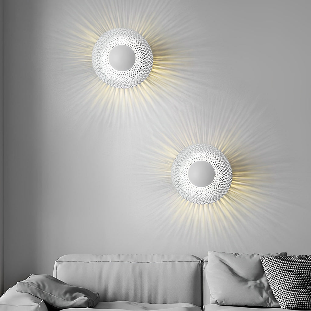 Modern Circular Nest Grid LED Wall Sconce – Iron Finish