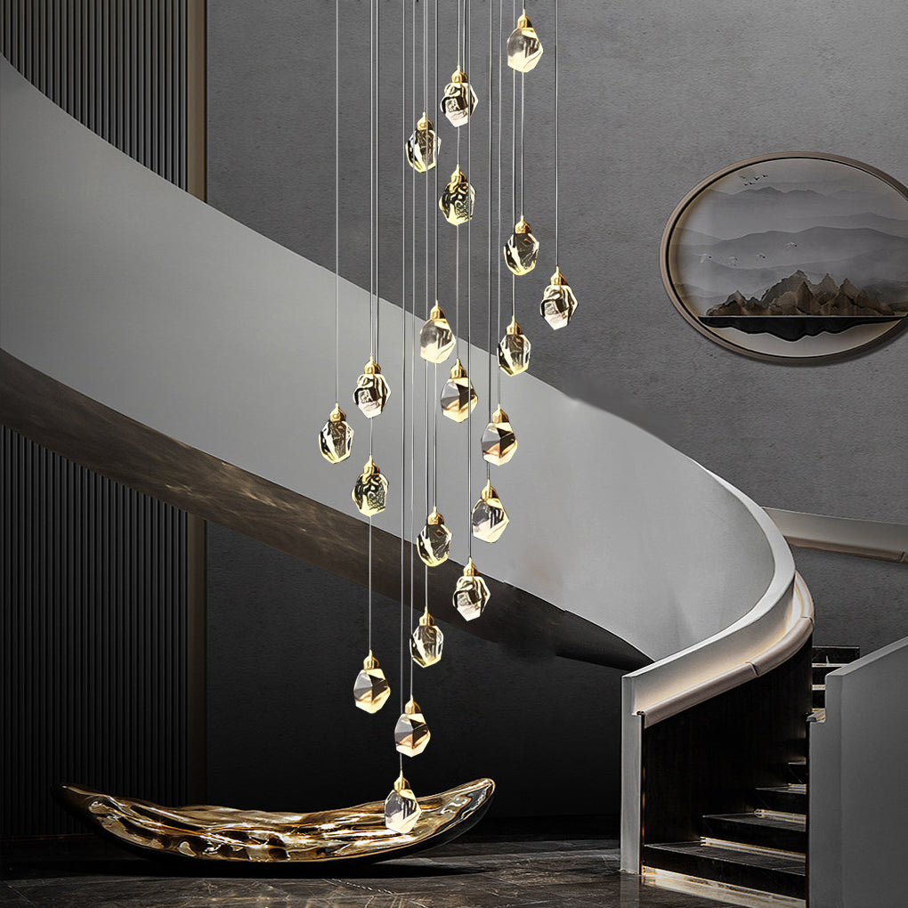 Spiral Crystal Staircase Chandelier Modern Electroplated Gold