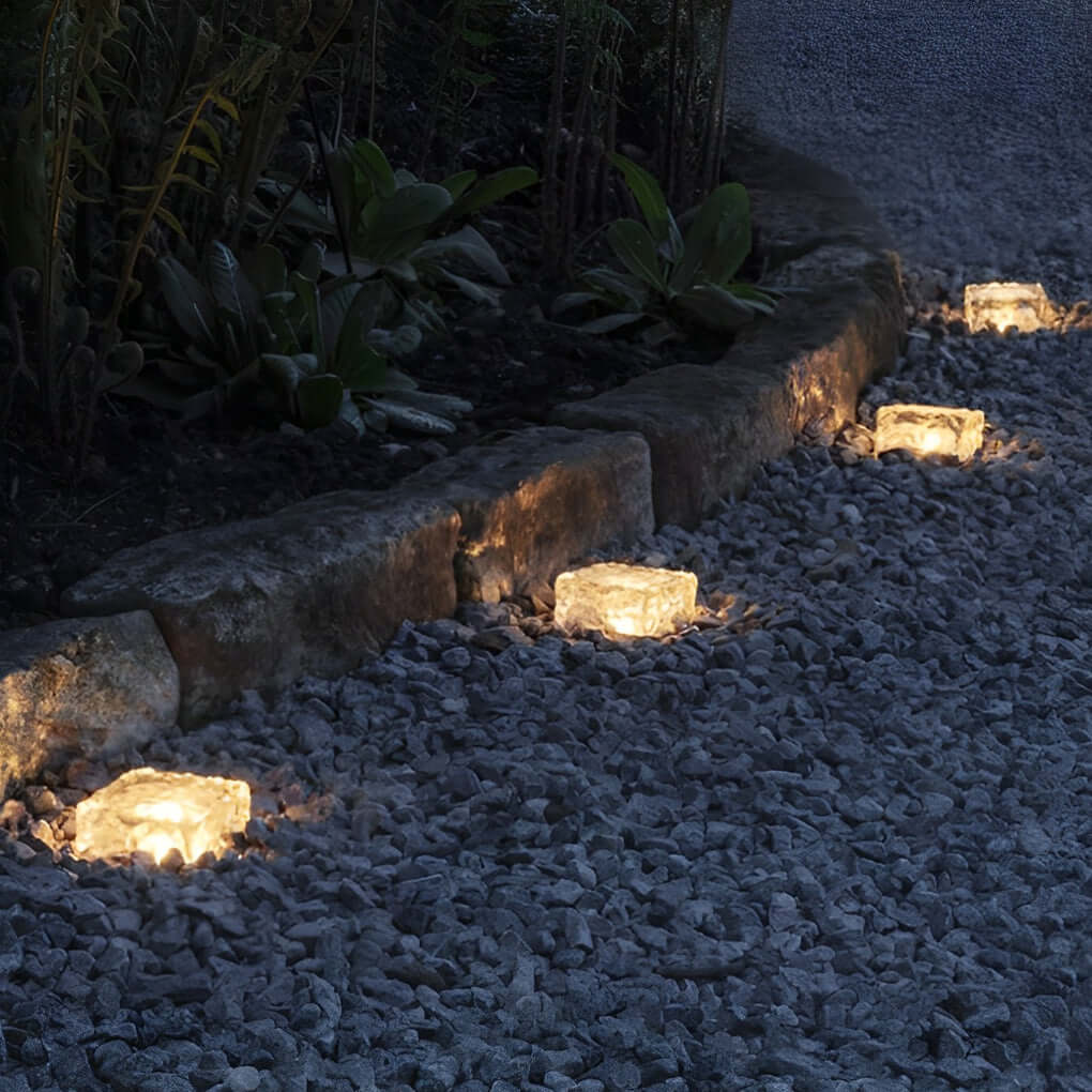 Solar Ice Cube Step Lights Modern Outdoor Deck Pathway Lighting