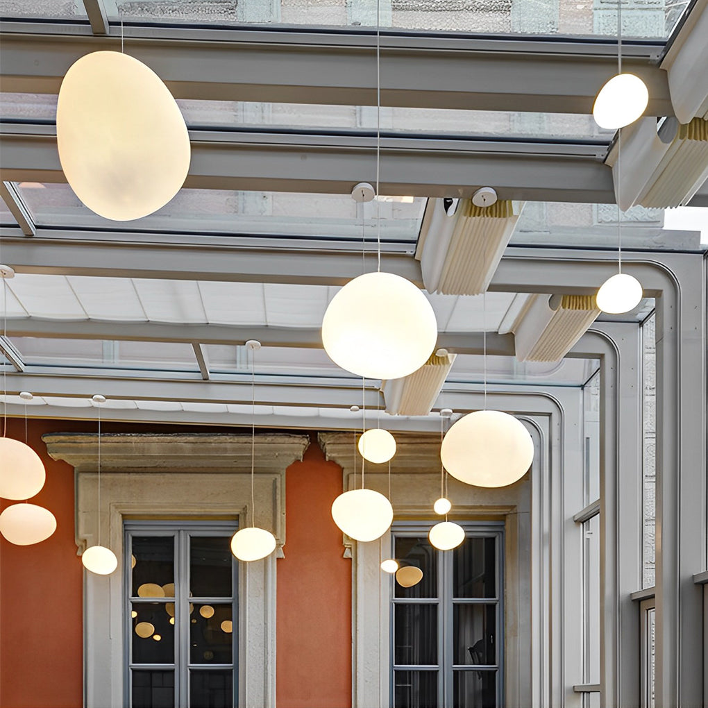 Modern Glass Globe LED Pendant Light White Spherical Hanging Lamp
