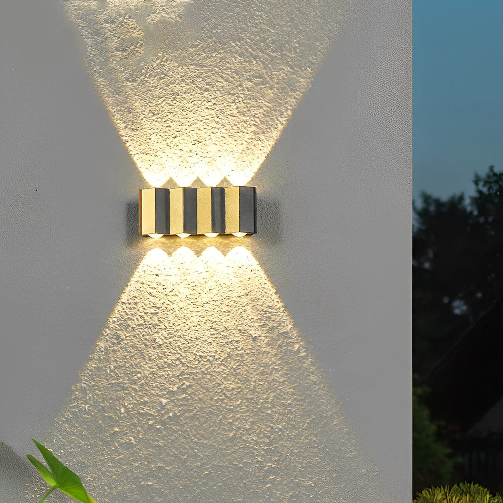 Modern Aluminum LED Outdoor Up Down Wall Light Black Gold Finish