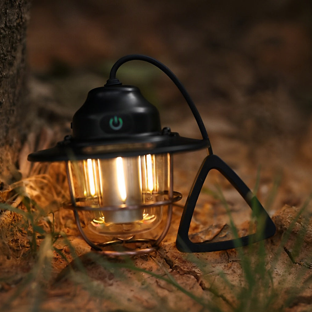 Retro LED Rechargeable Outdoor Camping Lantern with USB Charging