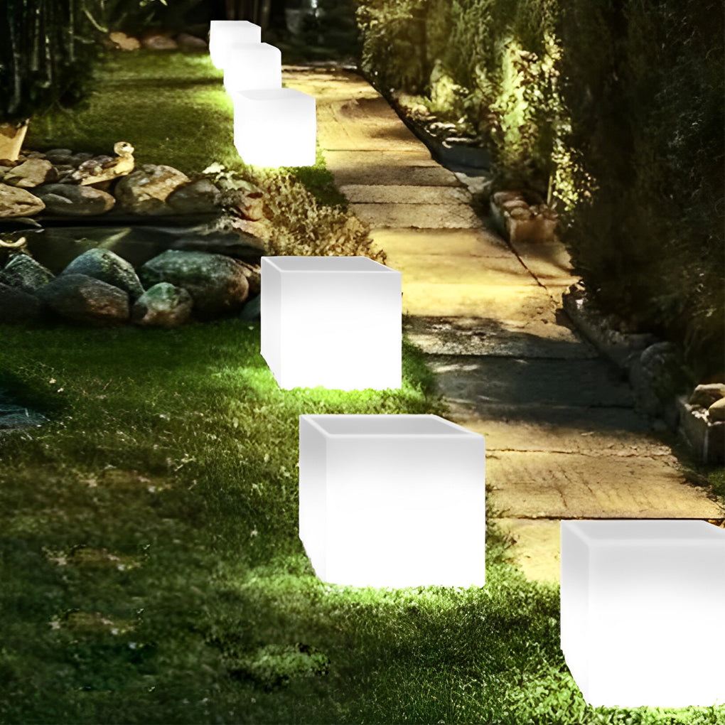 Square Solar LED Illuminated Planter - Waterproof Outdoor