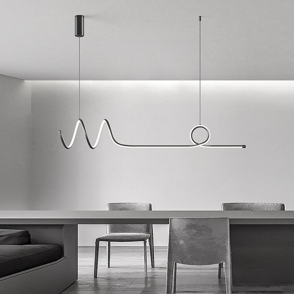 Modern Wave LED Pendant Light Dimmable Aluminum Dining Chandelier