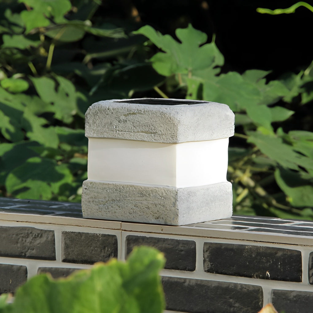 Modern Square Resin Solar LED Garden Lamp - Waterproof Outdoor Light