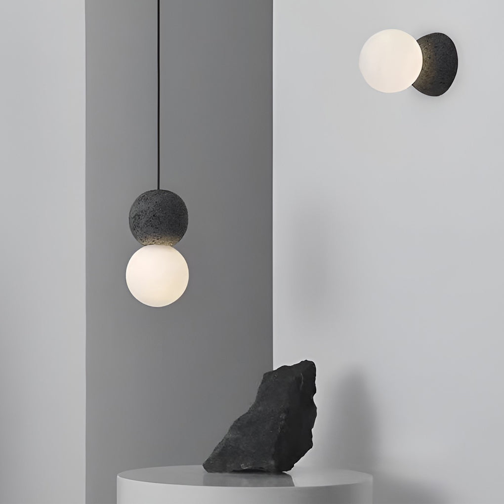 Modern Round Cement LED Wall Sconce & Pendant Light
