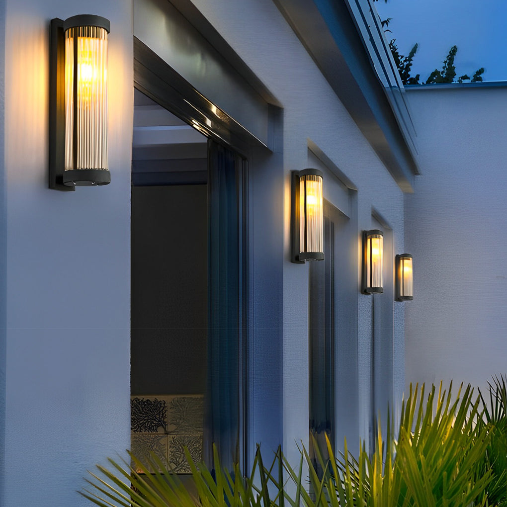 Modern Glass Solar Wall Lamp - Outdoor Waterproof LED Sconce