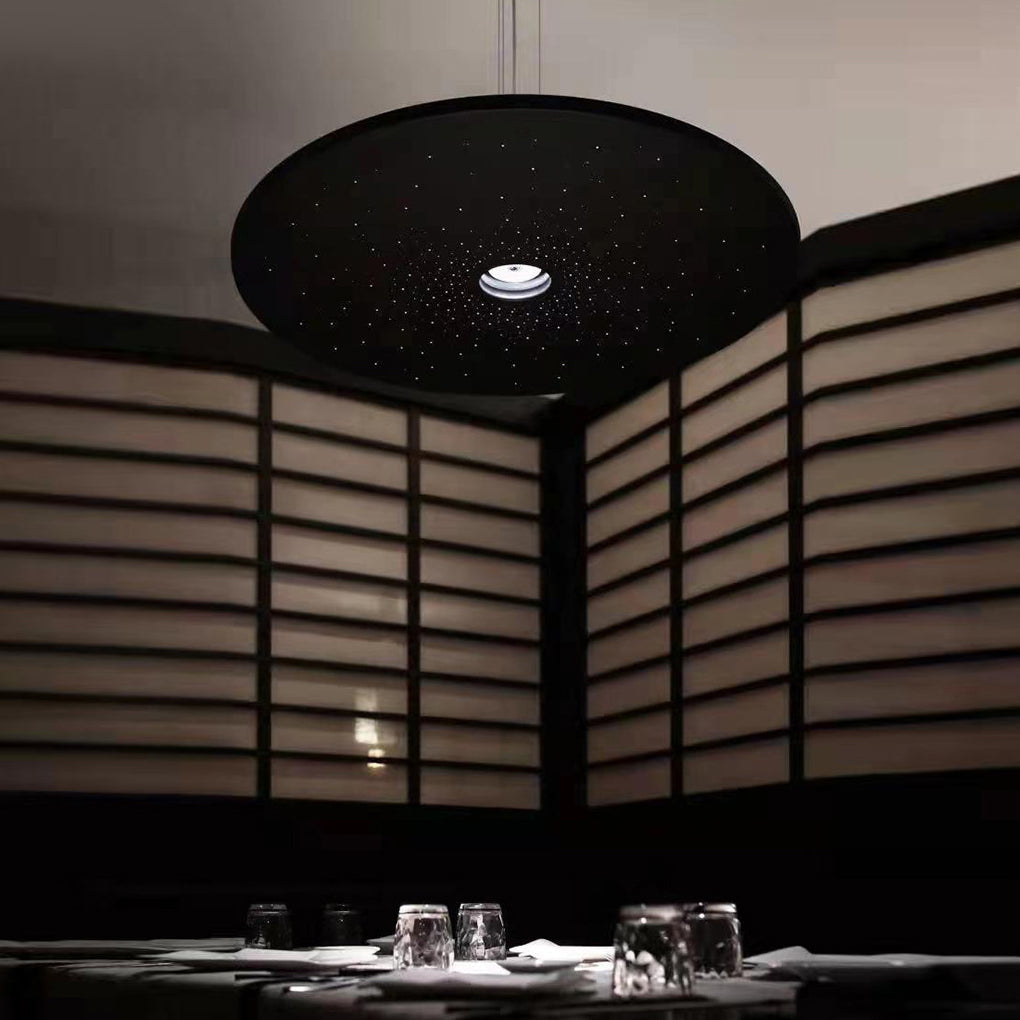 Modern Round LED Pendant Light Black Iron Acrylic Plate Design