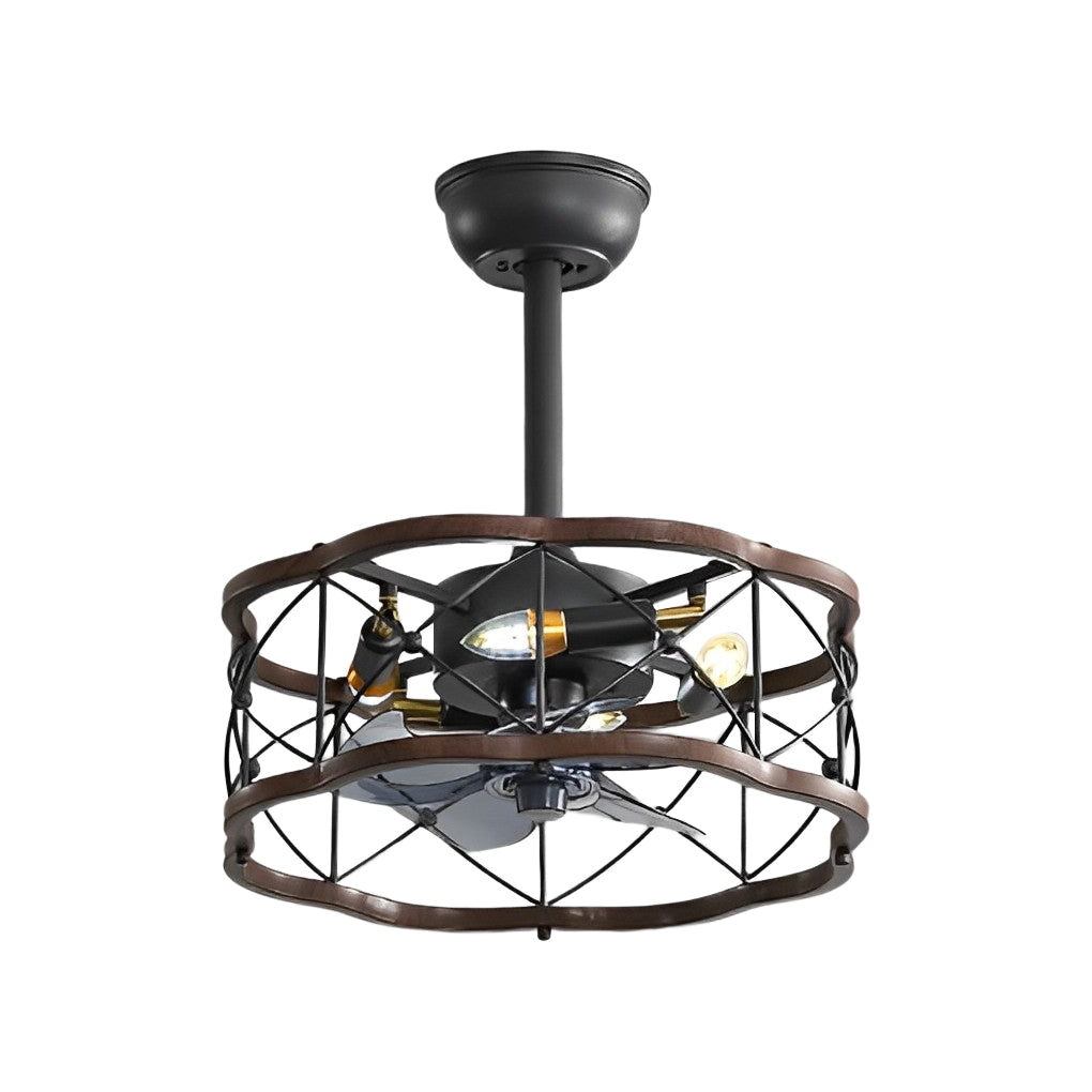 Retro Bladeless Ceiling Fan with Remote & Dimmable LED Light