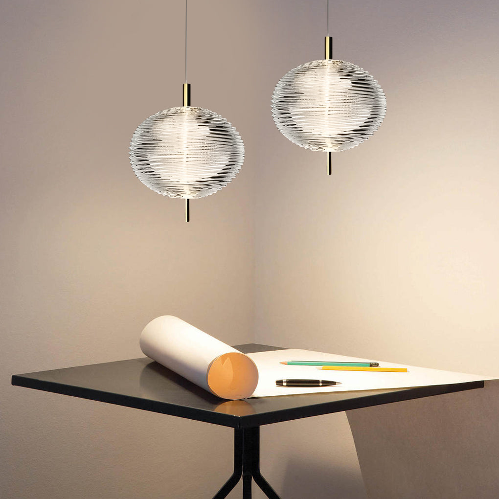 Modern Glass Shade LED Pendant Light – Iron Frame, Nordic Design