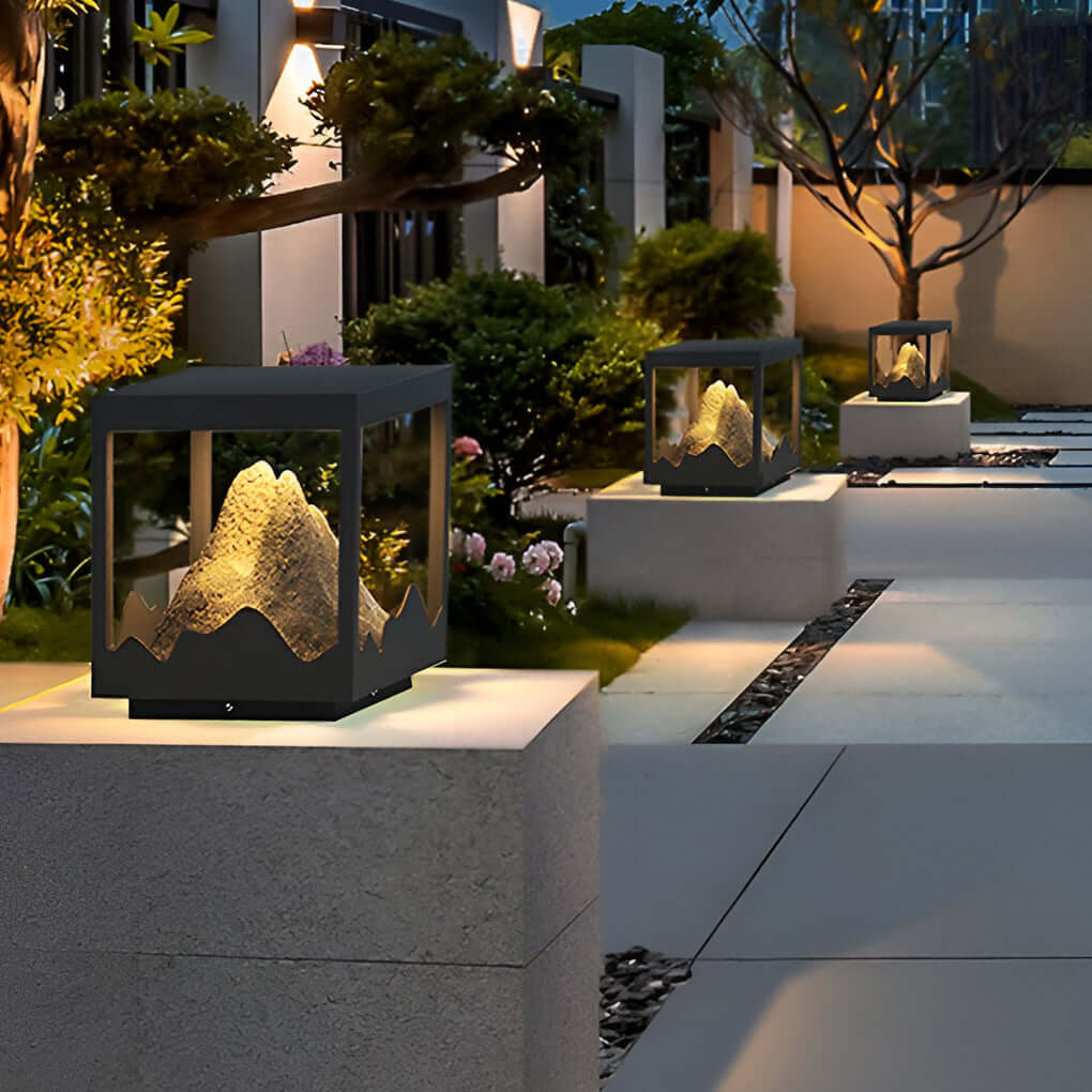 Solar Outdoor Mountain Landscape Post Light Waterproof LED Column