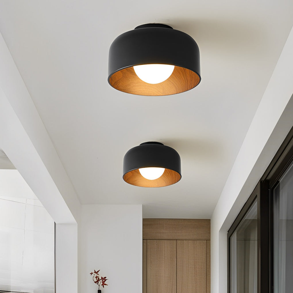 Modern Bowl LED Ceiling Light | Glass & Iron Flush Mount