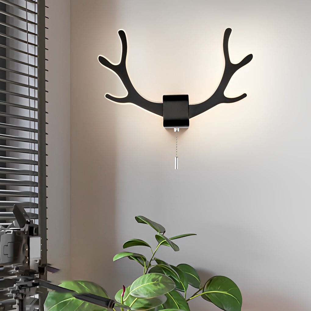 Modern Antler Iron LED Wall Sconce with Pull Switch