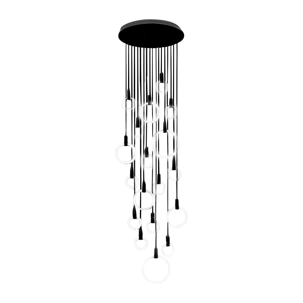 Modern Ring Staircase Chandelier with Stepless Dimming LED