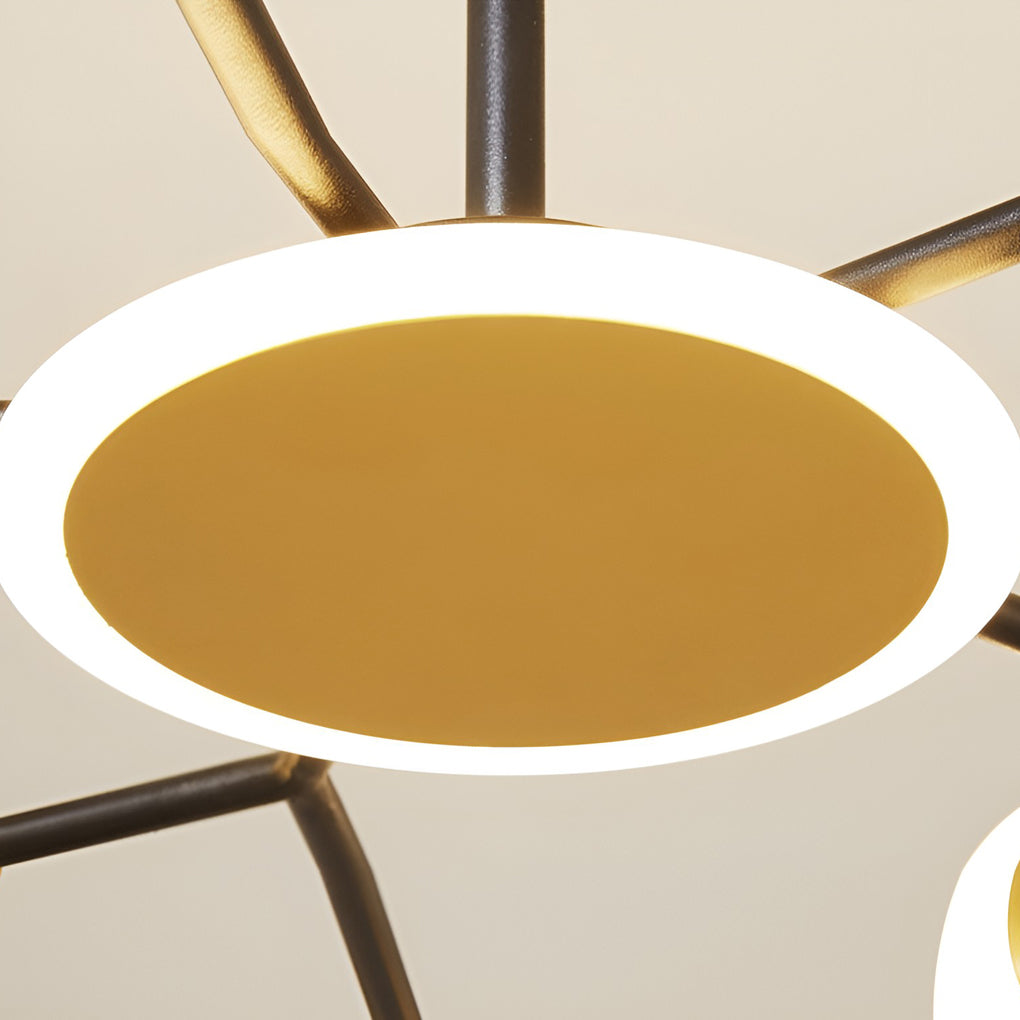 Modern Multi-Circle LED Chandelier Gold Finish Iron & Acrylic