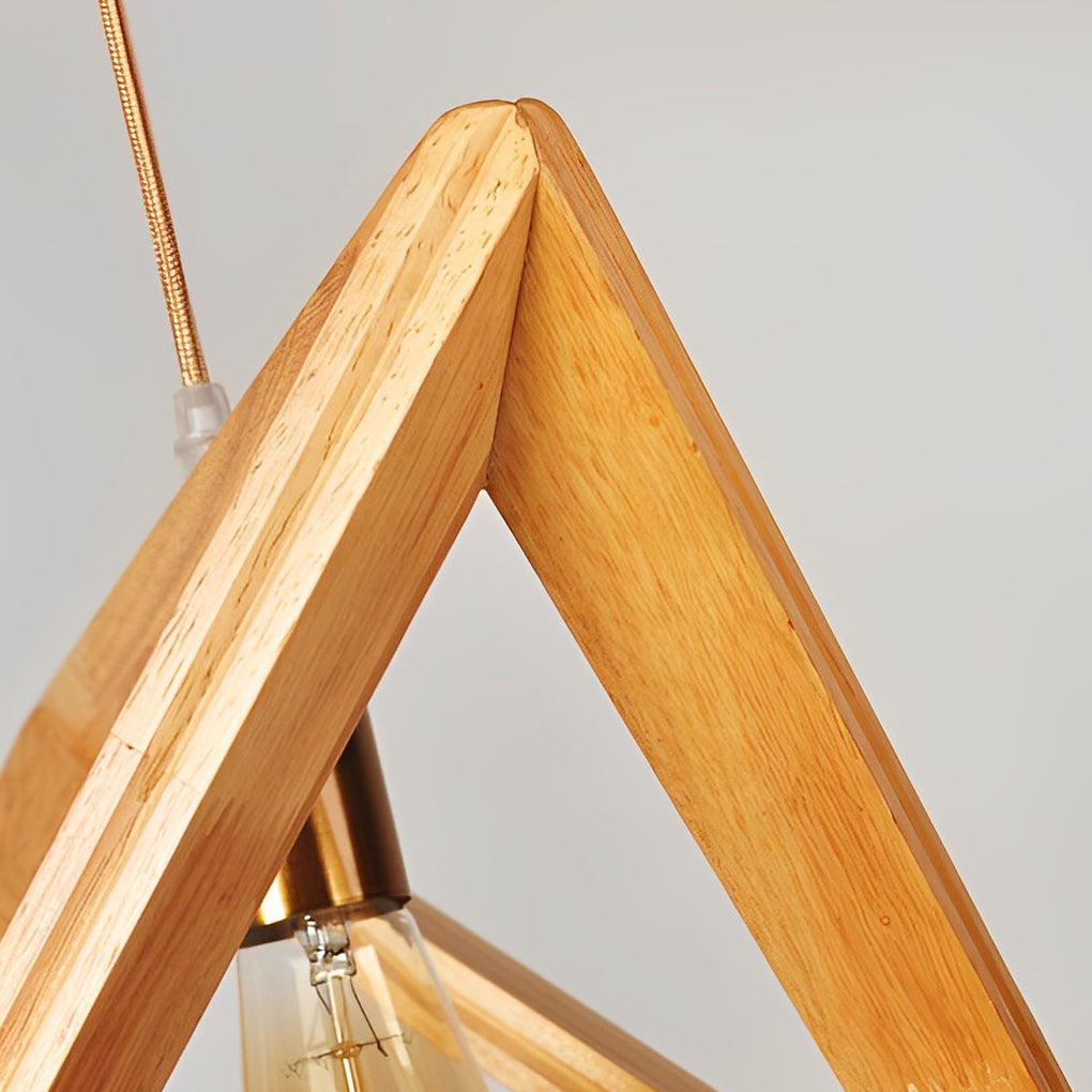 Geometric Wood Pendant Light - Modern Farmhouse Rustic Ceiling Fixture