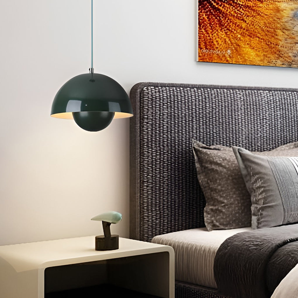Mushroom Pendant Light – Metal Dome Shade with Warm Glow