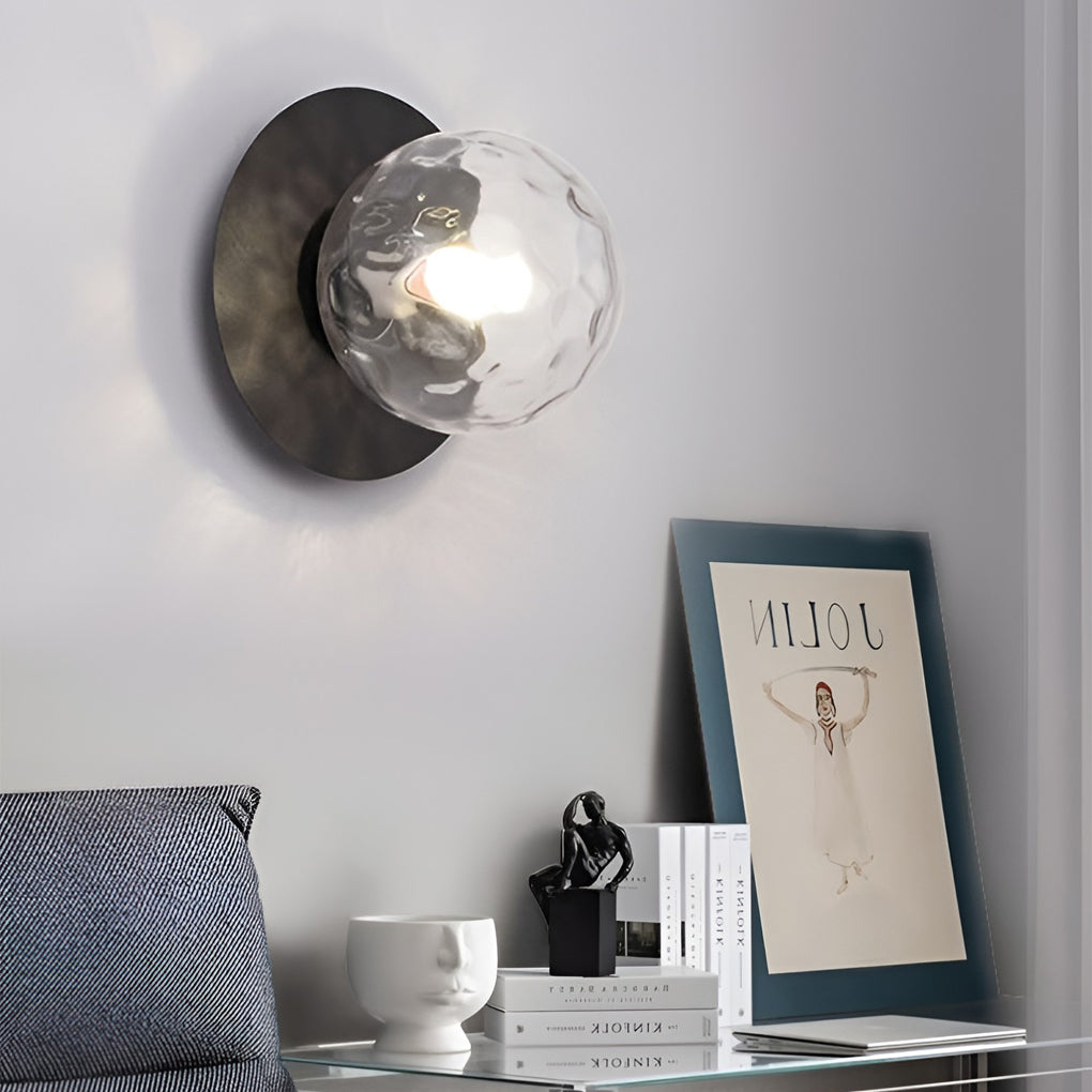 Modern Glass Ball Wall Sconce with LED - Black & Gold Finish