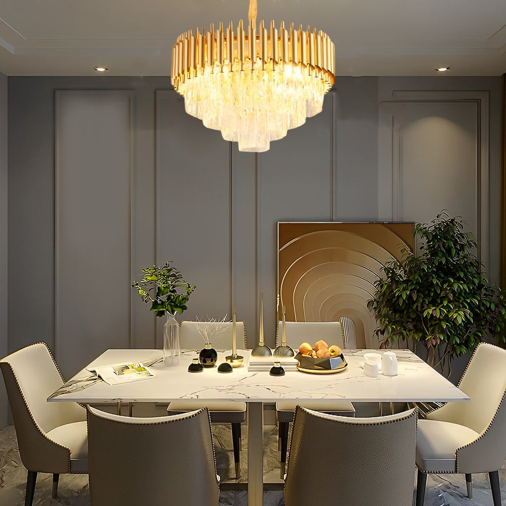 Crystal Round Oval Chandelier Modern Luxury Dimming Iron Glass
