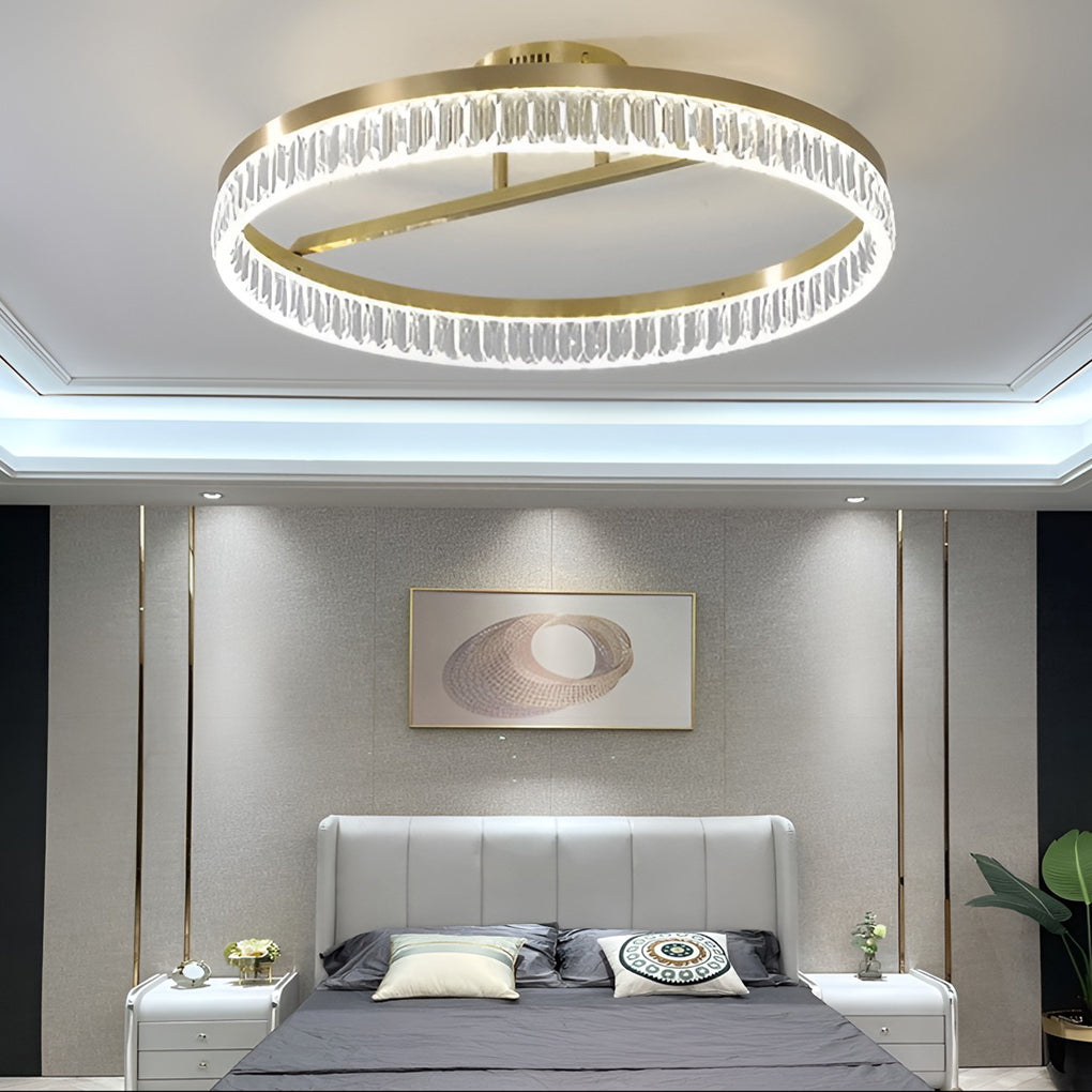 Modern Round Gold Ceiling Light 60W LED Flush Mount Acrylic Lamp
