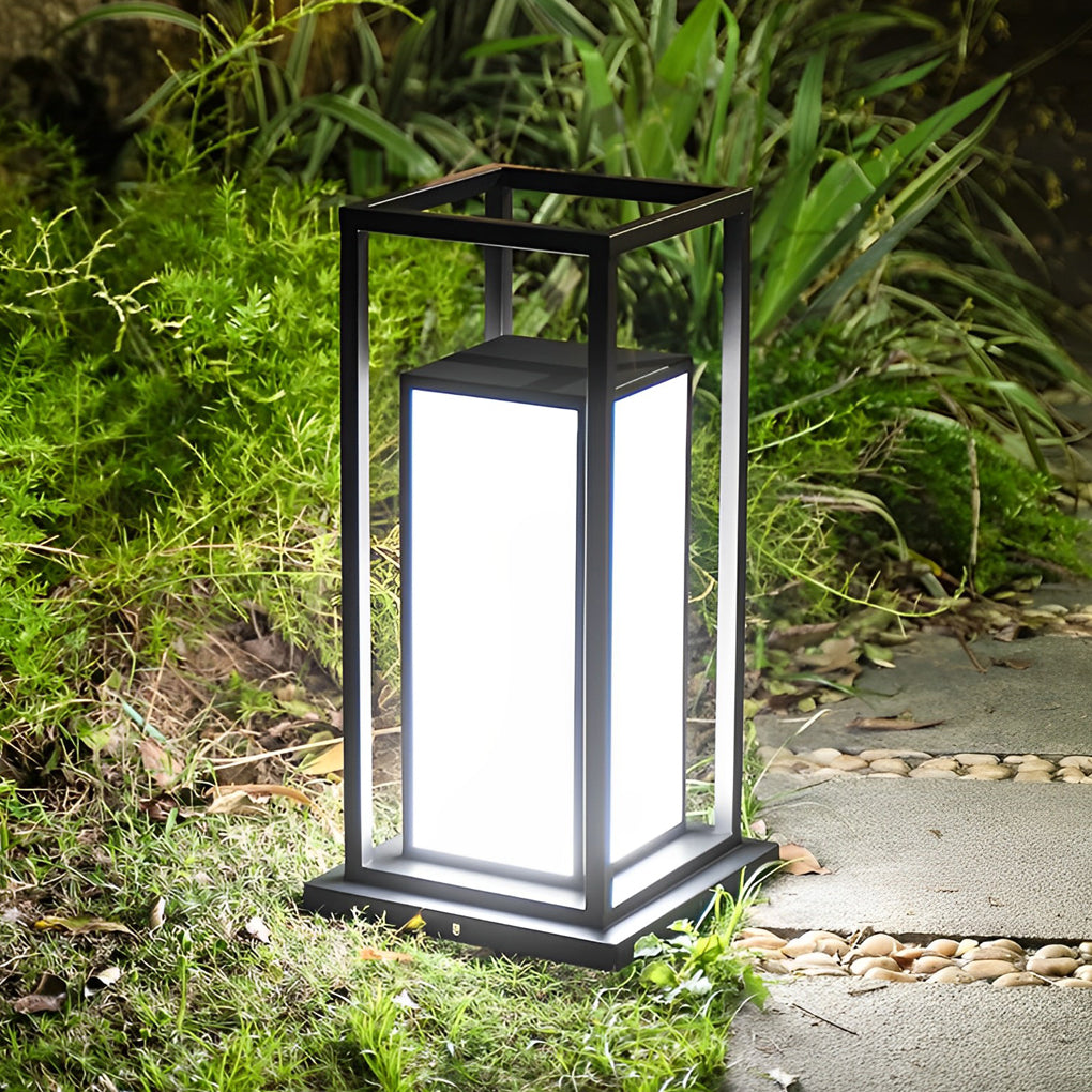 Modern Solar Fence Post Light - Stainless Steel Outdoor Pillar Lamp