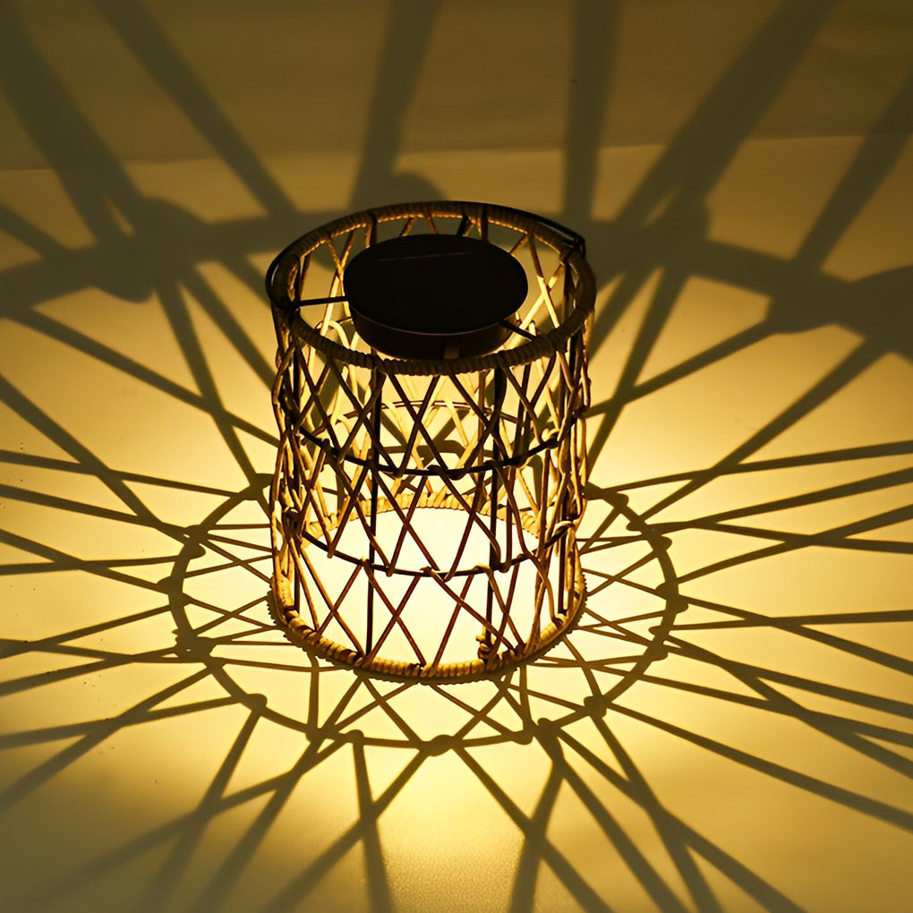 Rattan Solar Lantern Waterproof LED Garden Lawn Light