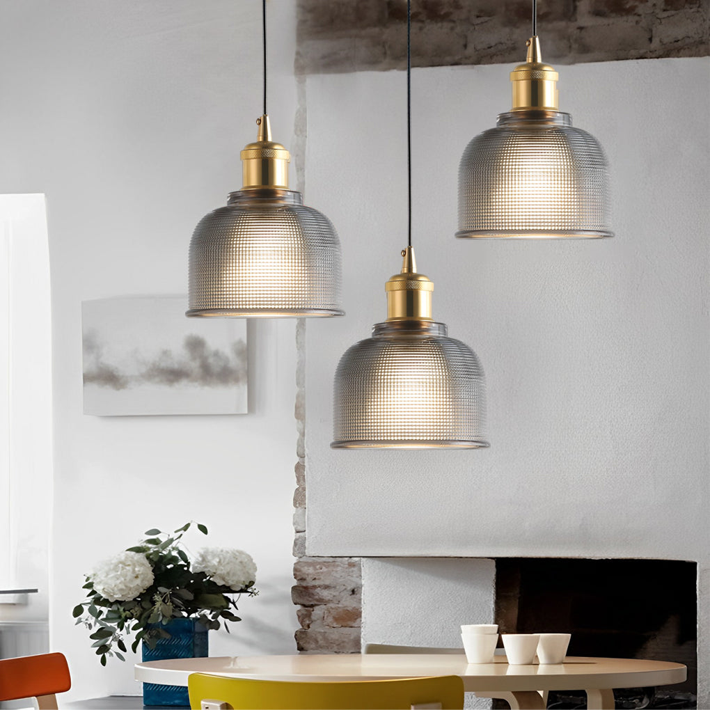 Electroplated Glass Bowl Pendant Light Modern Dining Lamp