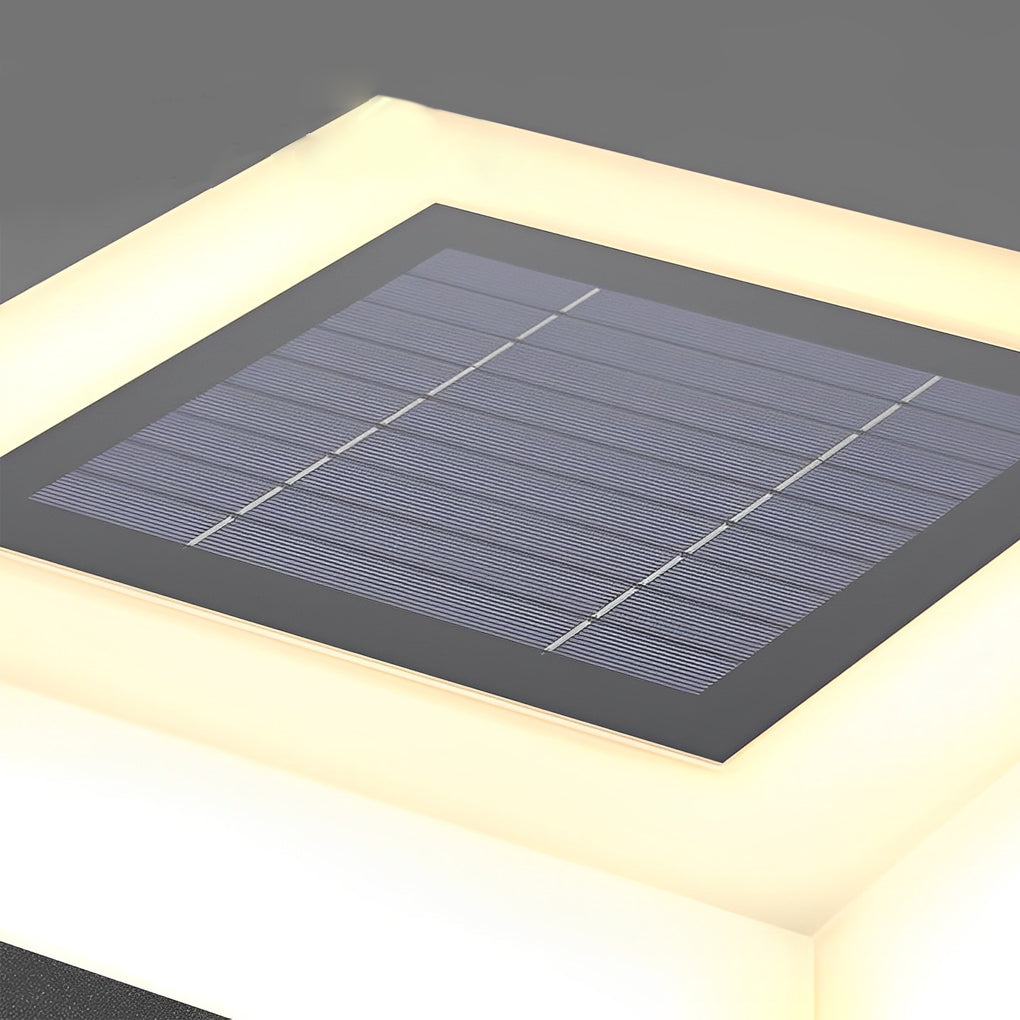 Modern Square Solar Post Cap Light – Stainless Steel & PE