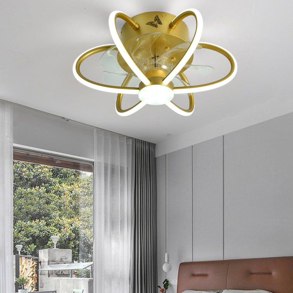 Floral Bladeless Ceiling Fan Light with Dimmable LED