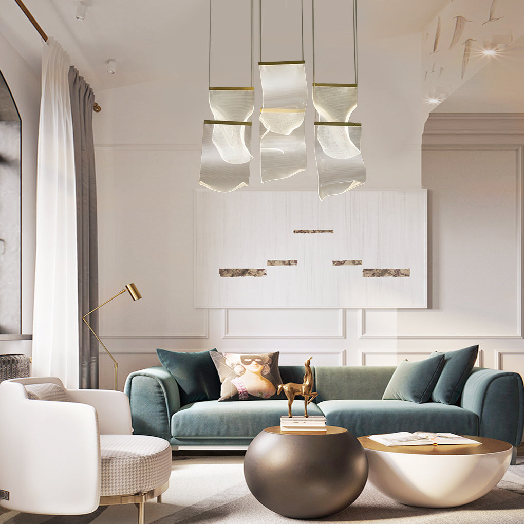 Modern Acrylic Curl Chandelier with Stepless Dimming LED