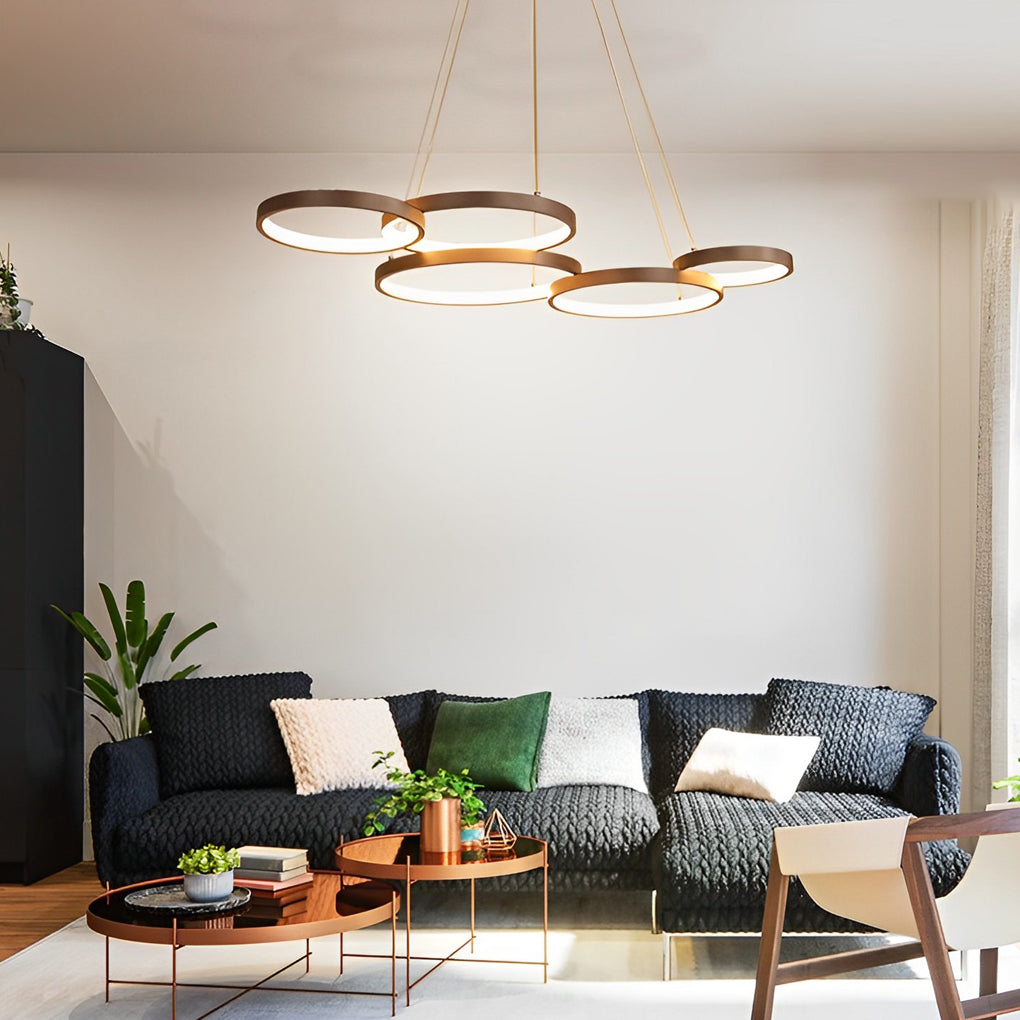 Modern 3-Ring LED Chandelier with Remote Control Dimmable Lighting