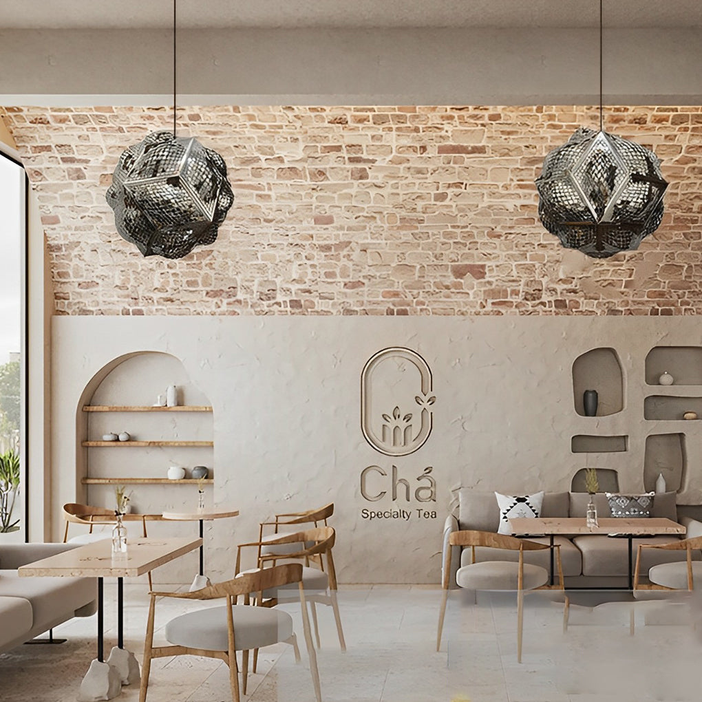 3D Geometric Stainless Steel Pendant Light - Modern Spherical Design