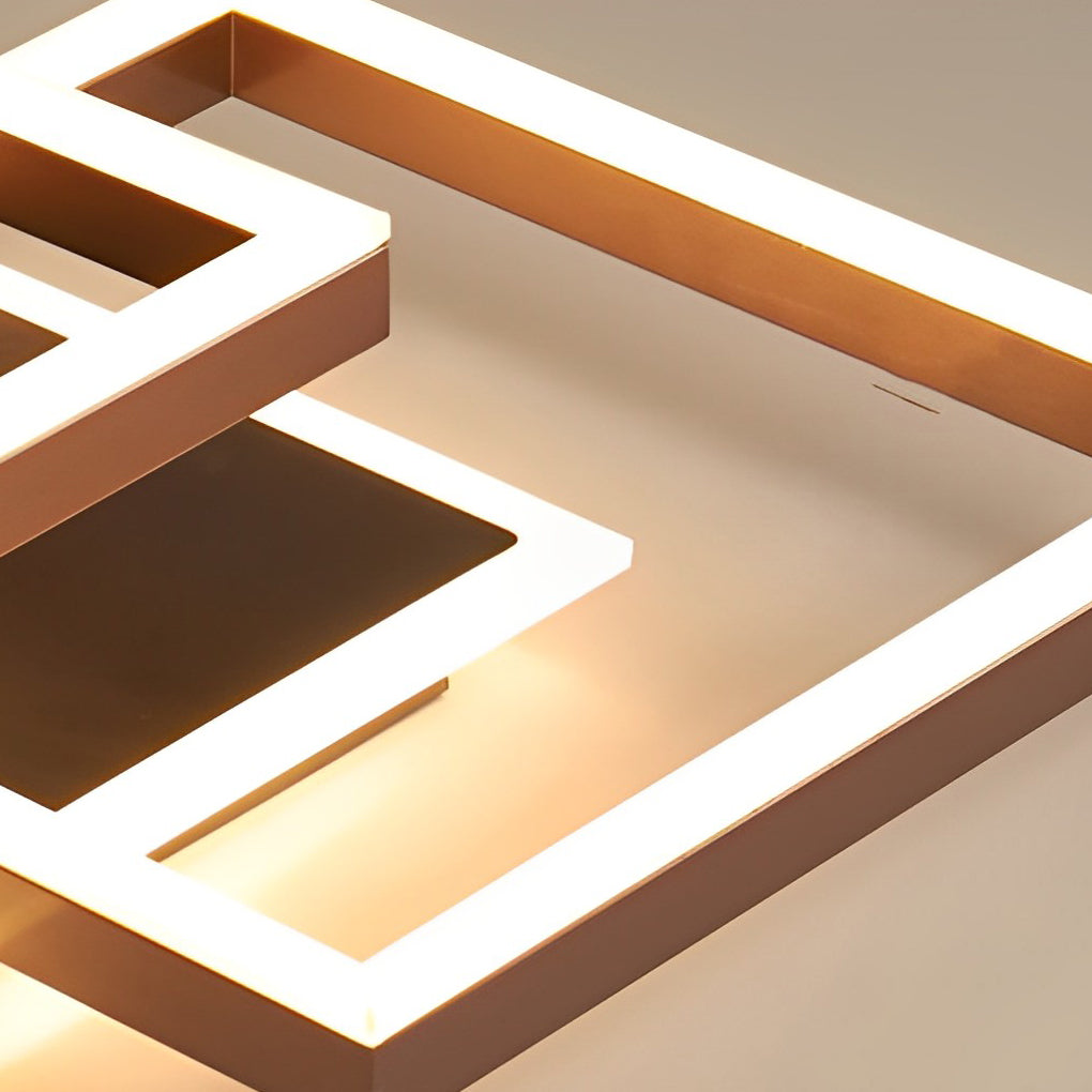 Modern Square Overlapping LED Aluminum Semi-Flush Ceiling Light