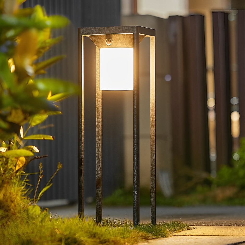 Solar LED Path Light Modern Black Aluminum Adjustable Brightness