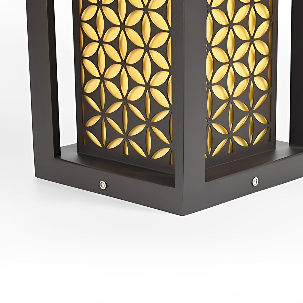 Floral Pattern LED Lawn Lamp Modern Pathway Light Black