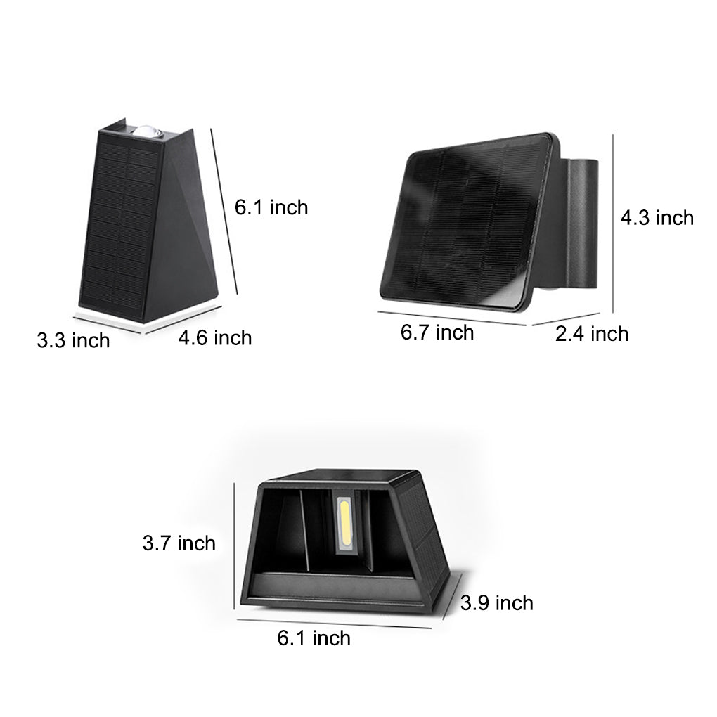 Modern Solar LED Outdoor Wall Light - Up Down Waterproof Black